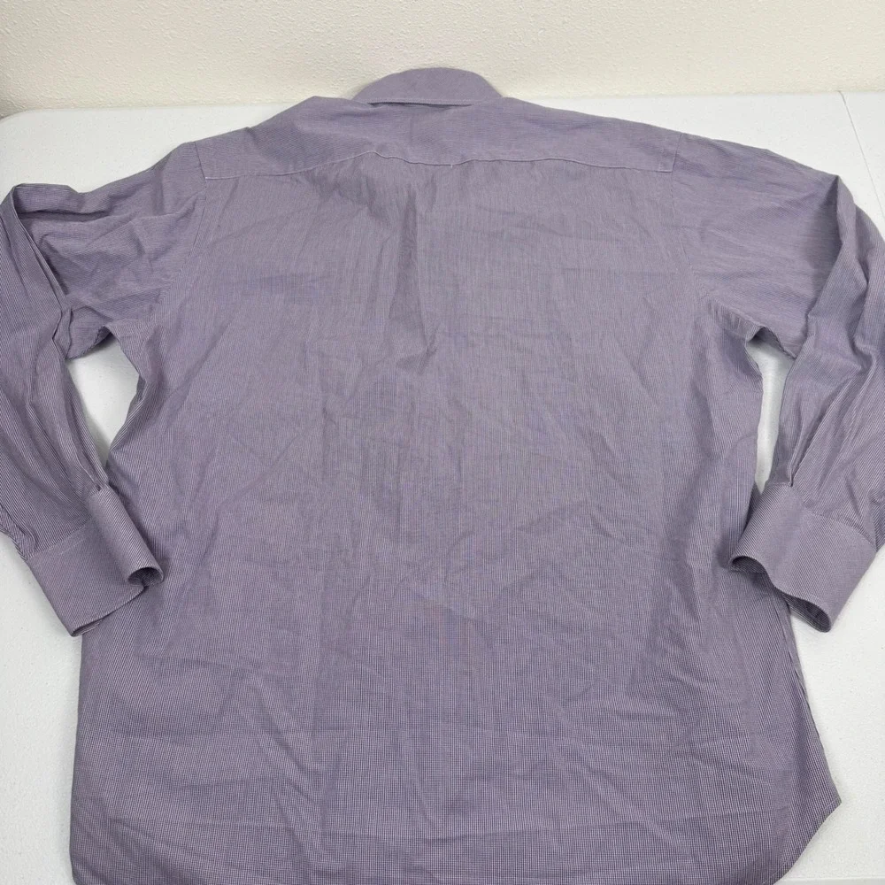 Tailorbyrd Mens Purple Micro Check 100% 2-Ply Cotton Button Down Shirt‎ Size M